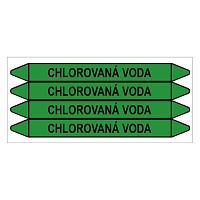 Značení potrubí, chlorovaná voda,4 ks, 250 × 26 mm